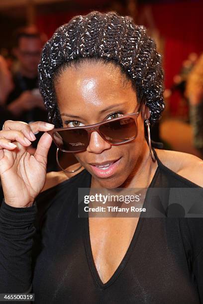 Actress Regina King wearing Carrera sunglasses with the Solstice Sunglasses and Safilo USA display at the GRAMMY Gift Lounge during the 56th GRAMMY...