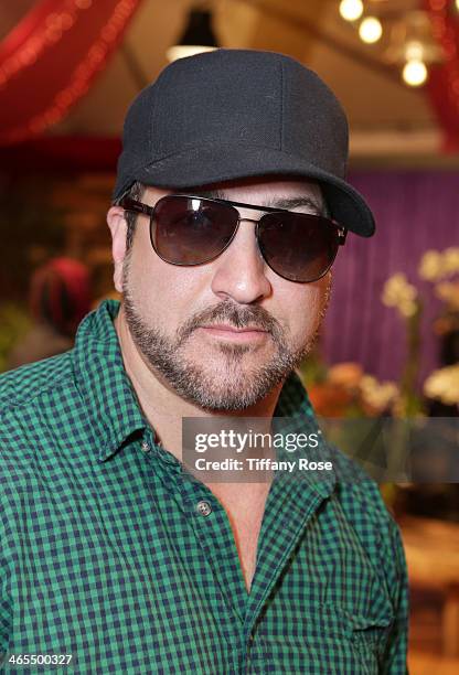 Joey Fatone wearing Hugo Boss sunglasses with the Solstice Sunglasses and Safilo USA display at the GRAMMY Gift Lounge during the 56th GRAMMY Awards...