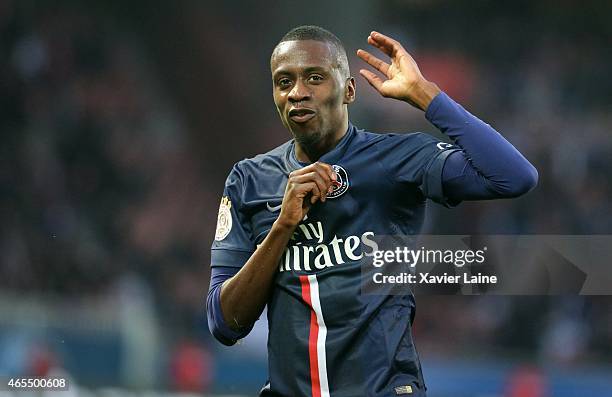 Blaise Matuidi of Paris Saint-Germain celebrate his goal during the French Ligue 1 between Paris Saint-Germain FC and RC Lens at Parc Des Princes on...