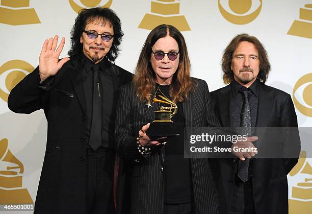 Black Sabbath poses at the 56th GRAMMY Awards on January 26, 2014 in Los Angeles, California.