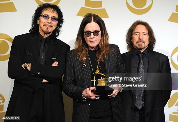 Black Sabbath poses at the 56th GRAMMY Awards on January 26, 2014 in Los Angeles, California.