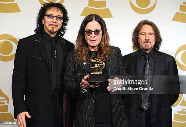 Black Sabbath poses at the 56th GRAMMY Awards on January 26, 2014 in Los Angeles, California.
