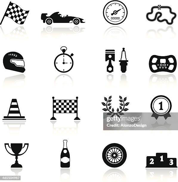 illustrations, cliparts, dessins animés et icônes de ensemble d'icônes de la course automobile - sports helmet