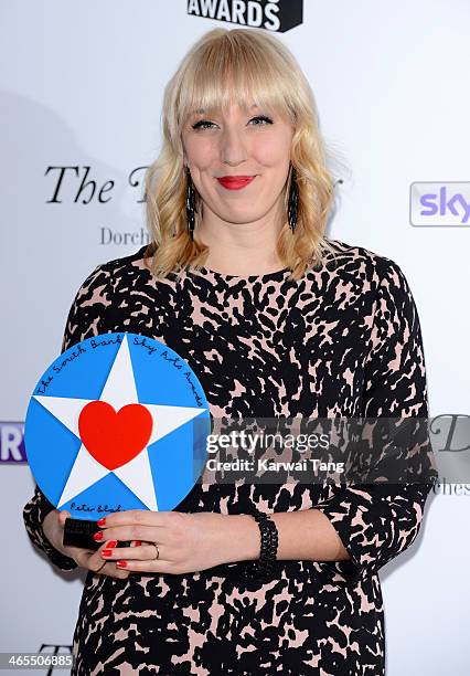 Katie Paterson poses in the winners room at the South Bank Sky Arts awards at Dorchester Hotel on January 27, 2014 in London, England.