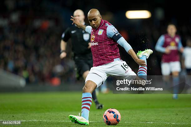 Fabian Delph of Aston Villa scores his goal for Aston Villa during the FA Cup FA Cup Quarter Final match between Aston Villa and West Bromwich Albion...