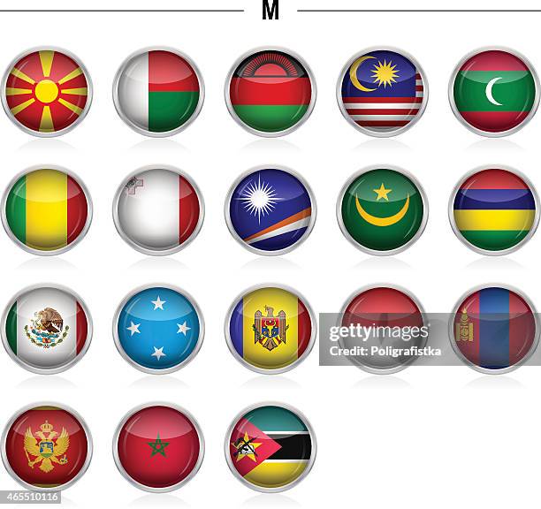 flags icon - "m" - flag of mauritania stock illustrations