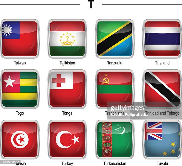 flags icon - "t" - tajikistan stock illustrations