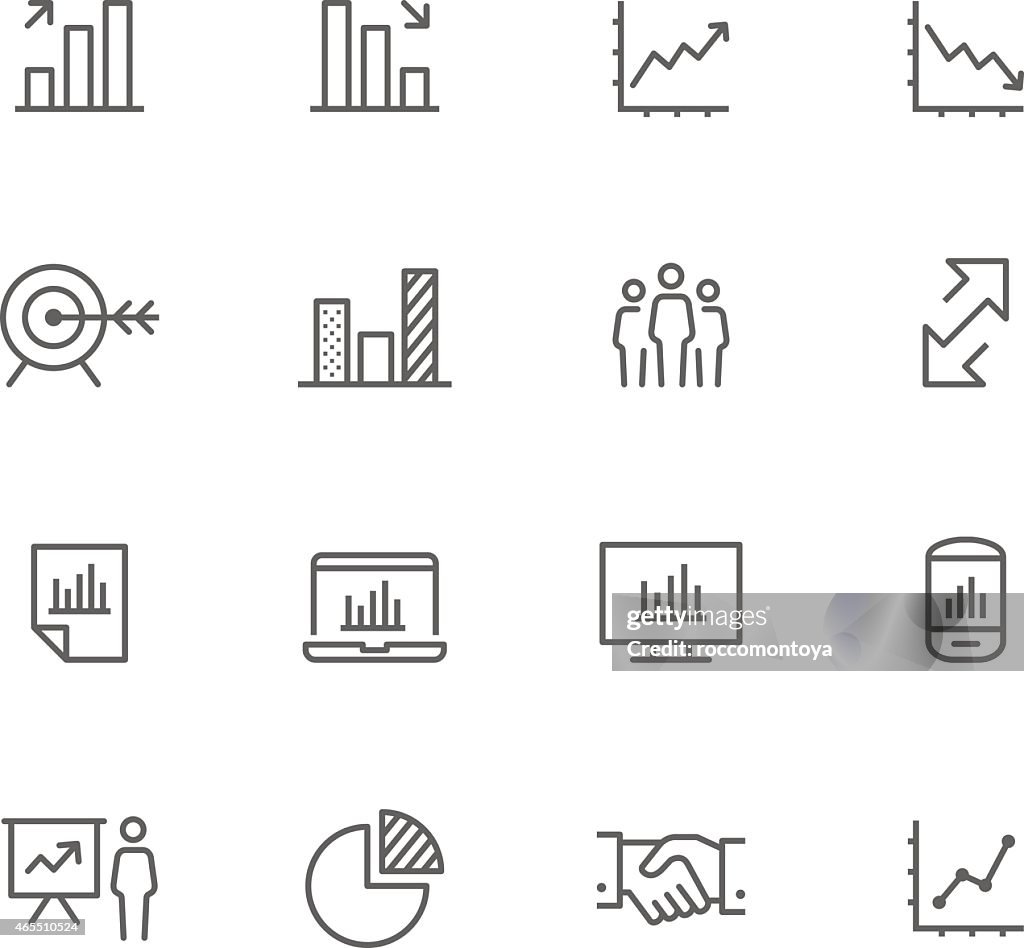 Set of 12 black-and-white business icons