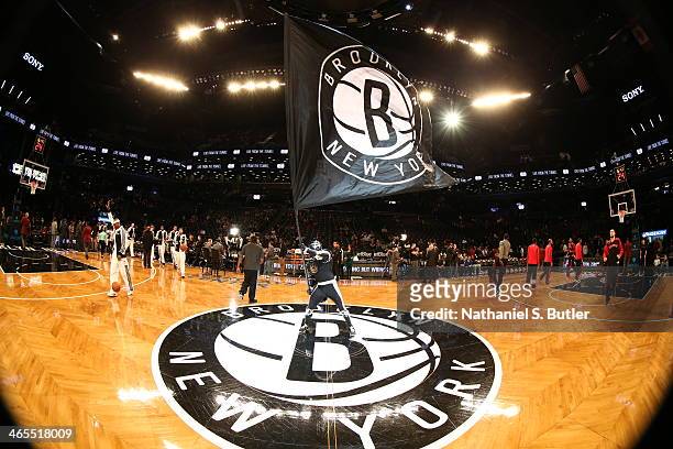The Brooklyn Knight leads the Brooklyn Nets against the Toronto Raptors during a game at Barclays Center in Brooklyn. NOTE TO USER: User expressly...