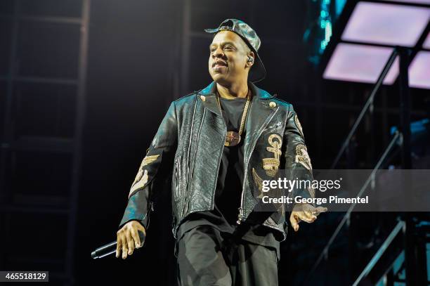 Jay Z performs on stage at Air Canada Centre during his Magna Carter World Tour on January 27, 2014 in Toronto, Canada.