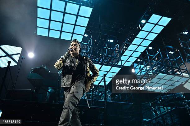 Jay Z performs on stage at Air Canada Centre during his Magna Carter World Tour on January 27, 2014 in Toronto, Canada.