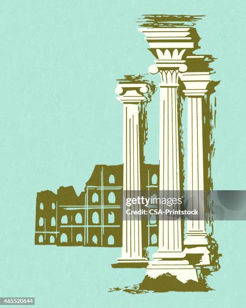 ancient ruins and columns - roman stock illustrations