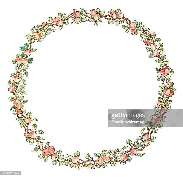 victorian border of apples and leaves - branches intertwined stock illustrations