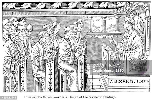 medieval school - university lecturer stock illustrations