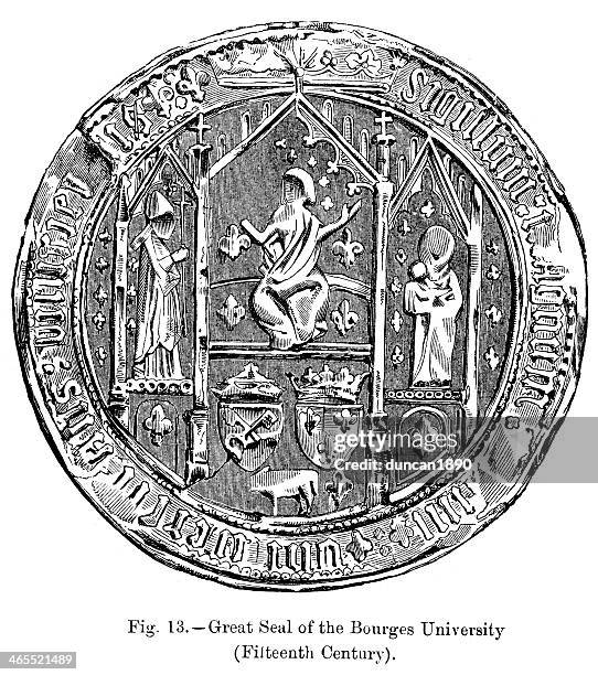 großes siegel der vereinigten staaten der bourges university - bourges stock-grafiken, -clipart, -cartoons und -symbole