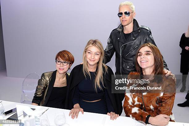 Younghee Lee, Gigi Hadid, Jared Leto and Carine Roitfeld attend the Paris Fashion Week Tasting Night with Galaxy featuring Brad Goreski, model...