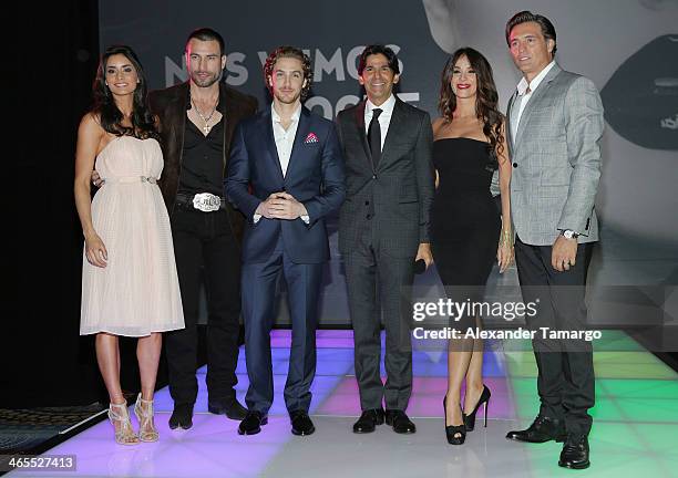 Paola Nunez, Rafael Amaya, Eugenio Siller, Catherine Siachoque and Juan Soler attend Telemundo Luncheon to launch "Camelia Le Texana" during NATPE at...