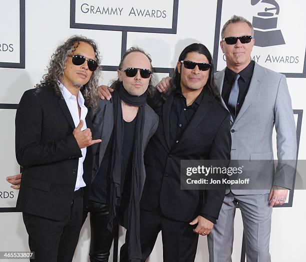 Metallica arrives at the 56th GRAMMY Awards at Staples Center on January 26, 2014 in Los Angeles, California.