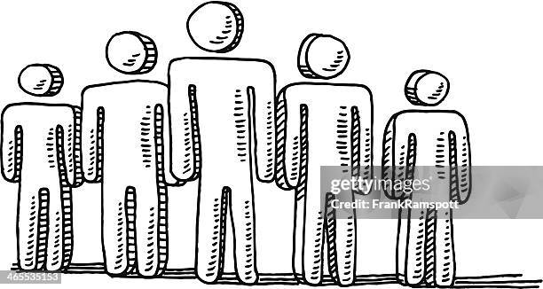 men teamwork symbol drawing - united front stock illustrations