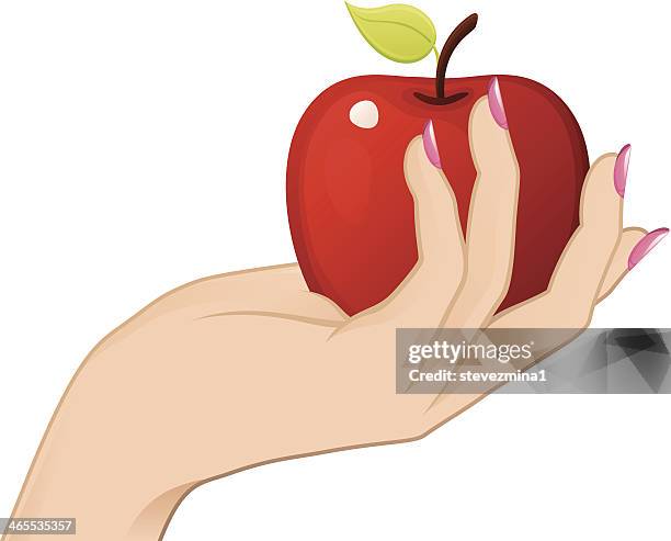 hand holding apple - apple vector stock illustrations