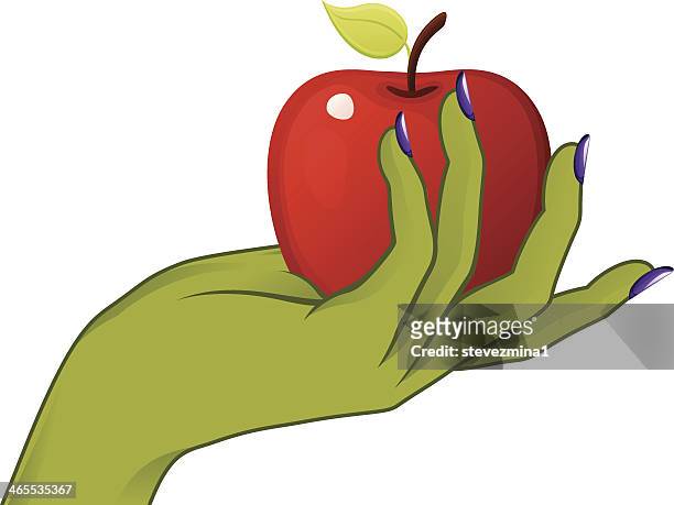 wicked witch - temptation apple stock illustrations