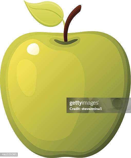 stockillustraties, clipart, cartoons en iconen met green apple - granny smith appel