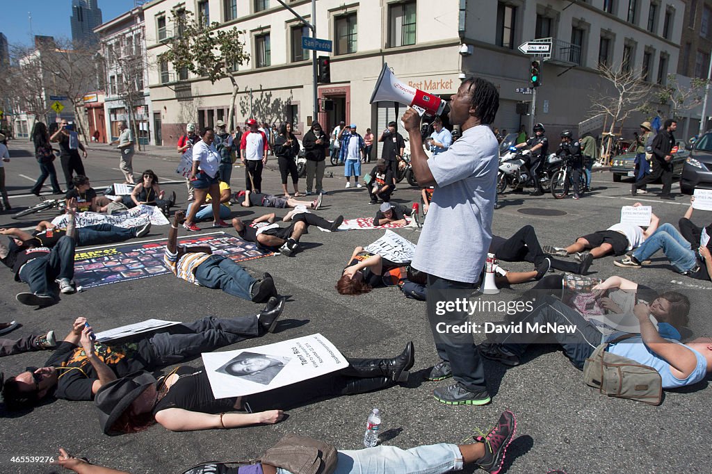 Activists Protest Police Shooting Of Homeless Man