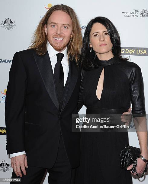 Actor Tim Minchin and wife Sarah Minchin attend the 2014 G'Day USA Los Angeles Black Tie Gala at the JW Marriott Los Angeles at L.A. LIVE on January...