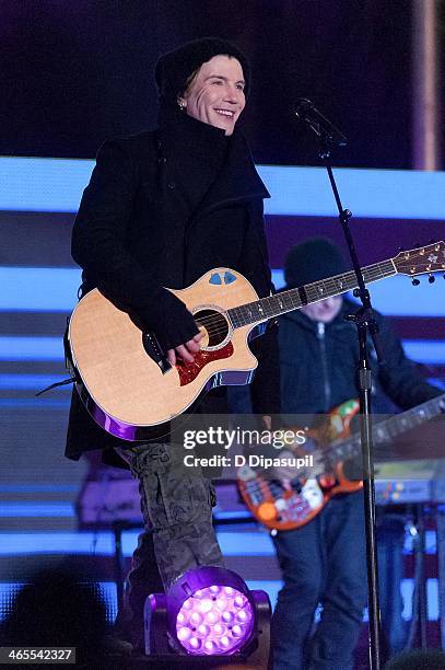 John Rzeznik of the Goo Goo Dolls performs on stage during the Super Bowl Kickoff Spectacular at Liberty State Park on January 27, 2014 in Jersey...