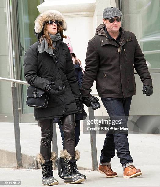 Brooke Shields and Chris Henchy are seen on March 7, 2015 in New York City.