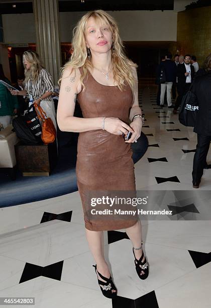 Courtney Love is sighted at NATPE 2014 in Miami Beach at Fontainebleau Miami Beach on January 27, 2014 in Miami Beach, Florida.