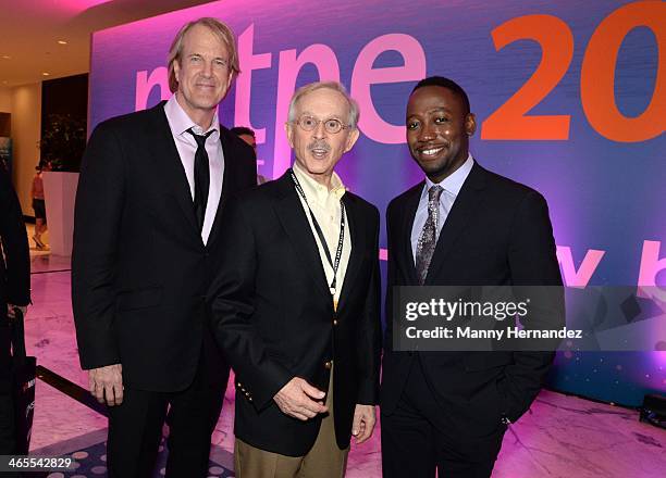 John Tesh, Dickie Smothers and Lamorne Morris are sighted at NATPE 2014 in Miami Beach at Fontainebleau Miami Beach on January 27, 2014 in Miami...