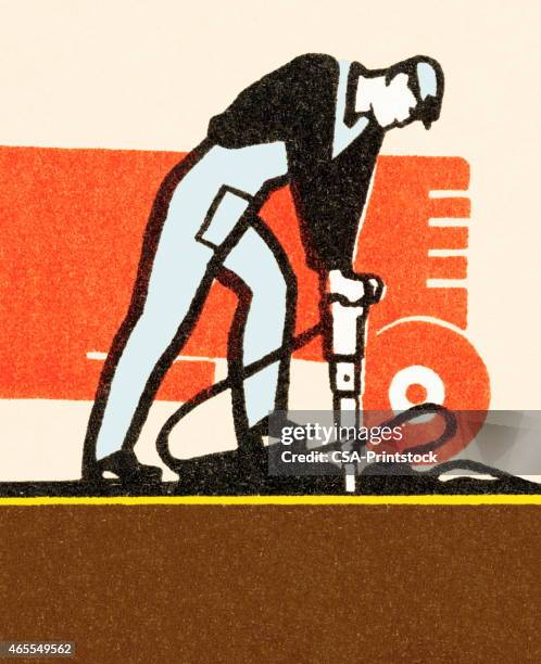 man with jackhammer - man jackhammer stock illustrations