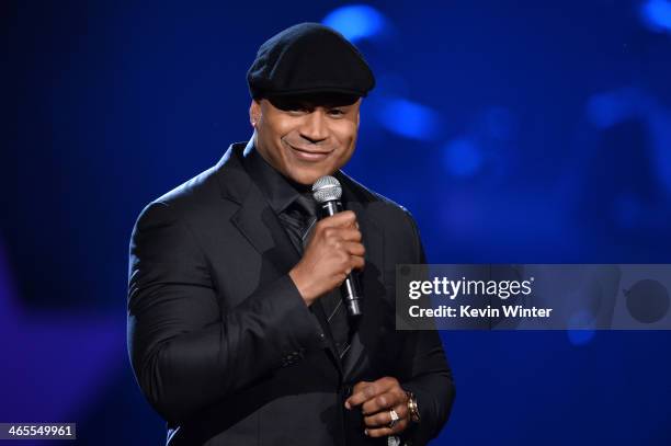 Host LL Cool J speaks onstage during "The Night That Changed America: A GRAMMY Salute To The Beatles" at the Los Angeles Convention Center on January...