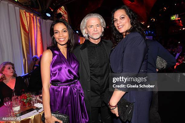 Rosario Dawson and mother Isabel Celeste , Hermann Buehlbecker attend the Lambertz Monday Night at Alter Wartesaal on January 27, 2014 in Cologne,...