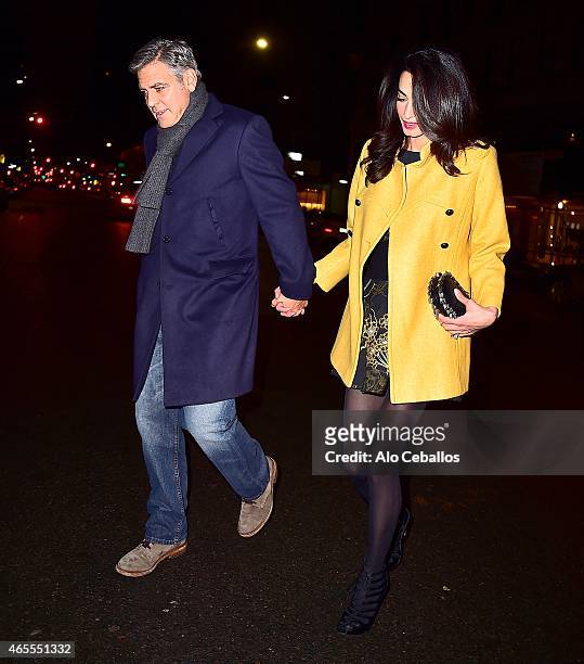 George Clooney and Amal Clooney are seen March 7, 2015 in New York City.