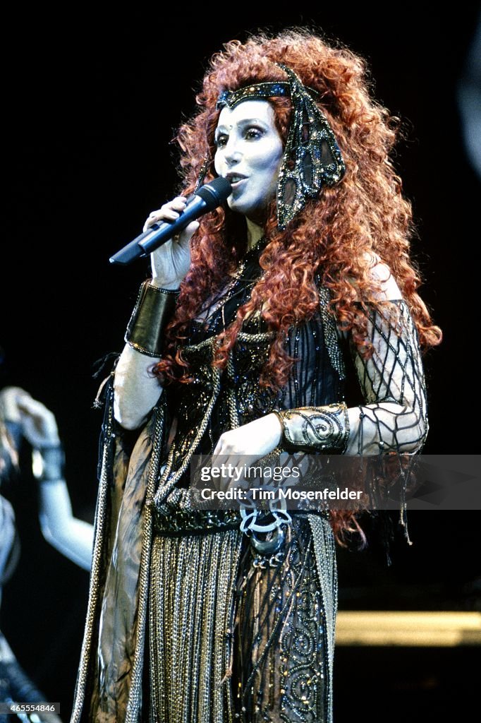 Cher performs at Shoreline Amphitheatre on August 17, 1999 in... News ...