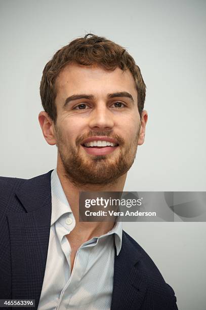 Theo James at the "Insurgent" Press Conference at the Four Seasons Hotel on March 6, 2015 in Beverly Hills, California.