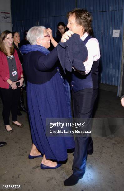 Recording artist Paul McCartney poses backstage during "The Night That Changed America: A GRAMMY Salute To The Beatles" at the Los Angeles Convention...