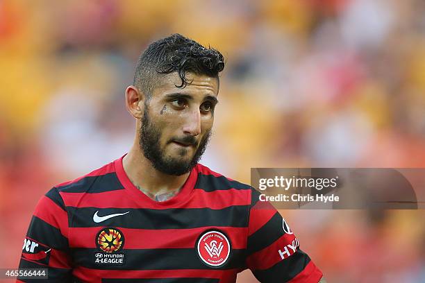 Kerem Bulut of the Wanderers looks on during the round 20 A-League match between the Brisbane Roar and the Western Sydney Wanderers at Suncorp...