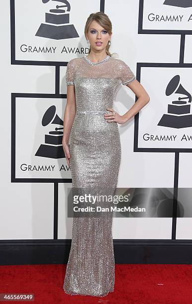 Taylor Swift arrives at the 56th Annual GRAMMY Awards at Staples Center on January 26, 2014 in Los Angeles, California.