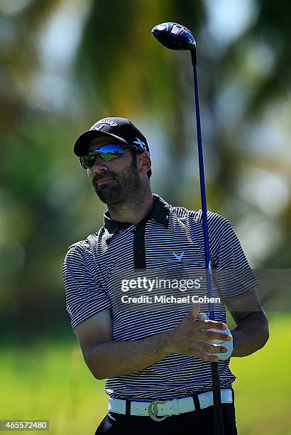 Alvaro Quiros of Spain plays his shot from the 12th tee during round three of the Puerto Rico Open presented by Banco Popular on March 7, 2015 in Rio...