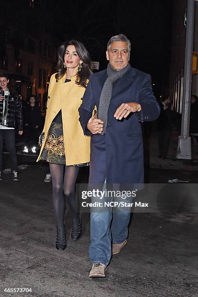 George Clooney and Amal Clooney are seen on March 7, 2015 in New York City.