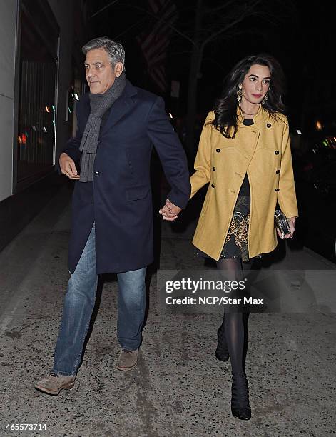 George Clooney and Amal Clooney are seen on March 7, 2015 in New York City.