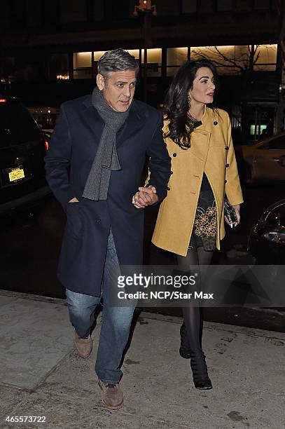 George Clooney and Amal Clooney are seen on March 7, 2015 in New York City.