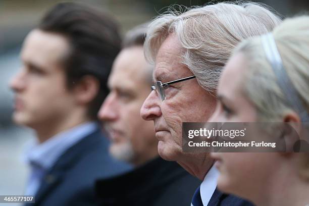 Actor William Roache arrives at Preston Crown Court with his children James Roache, Linus Roache and Verity Roache for his trial over historical...