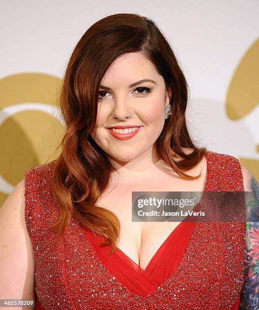 Singer Mary Lambert poses in the press room at the 56th GRAMMY Awards at Staples Center on January 26, 2014 in Los Angeles, California.