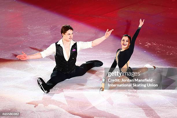 Maxim Miroshkin and Lina Fedorova of Russia perform during the Gala Exhibition on Day 5 of the ISU World Junior Figure Skating Championships at...