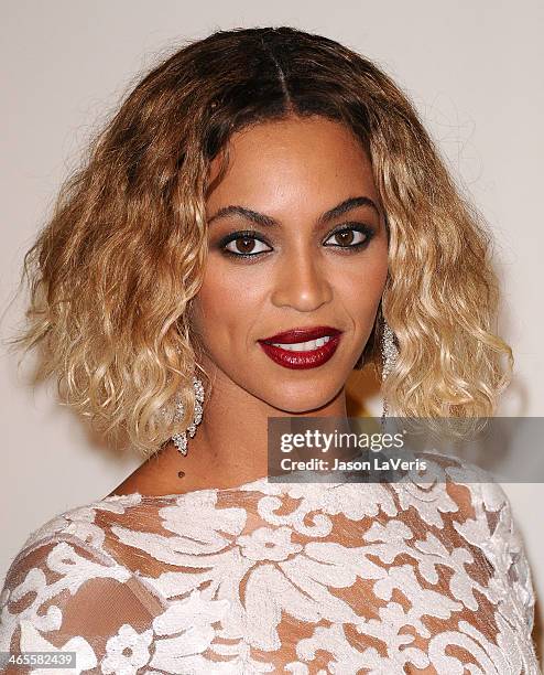 Beyonce poses in the press room at the 56th GRAMMY Awards at Staples Center on January 26, 2014 in Los Angeles, California.