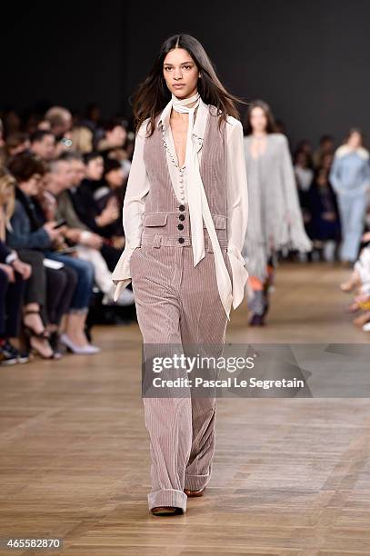 Model walks the runway during the Chloe show as part of the Paris Fashion Week Womenswear Fall/Winter 2015/2016 on March 8, 2015 in Paris, France.